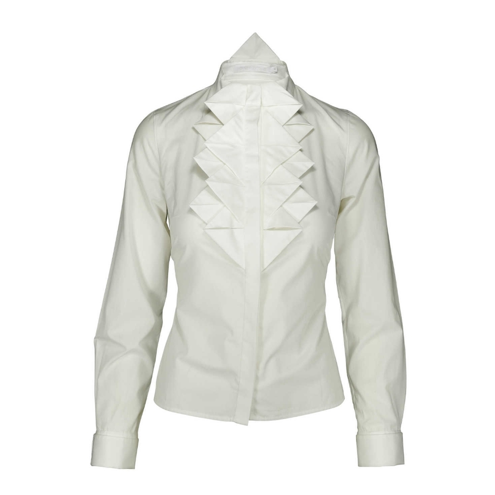 Anne Fontaine cotton geometric pleat blouse